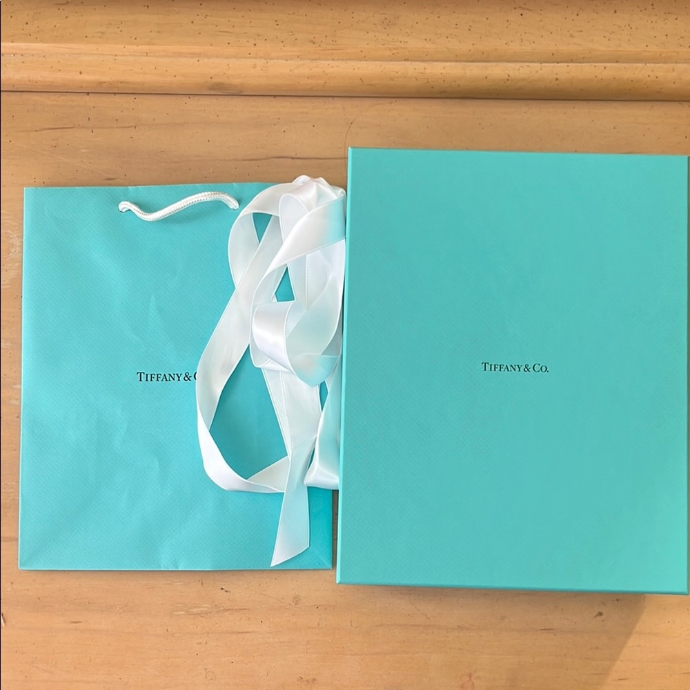 Tiffany & Co. Turquoise Bag and Box with White Ribbon